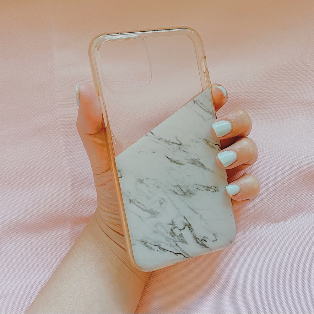 Casely Half Clear White Marble iPhone 11 Pro case